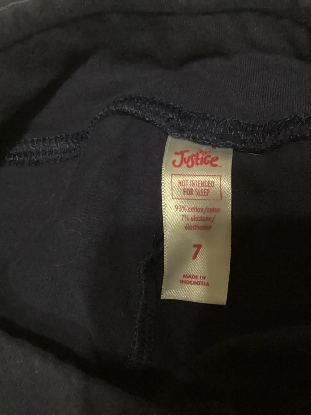 Justice Navy Leggings with Small White Heart Tag